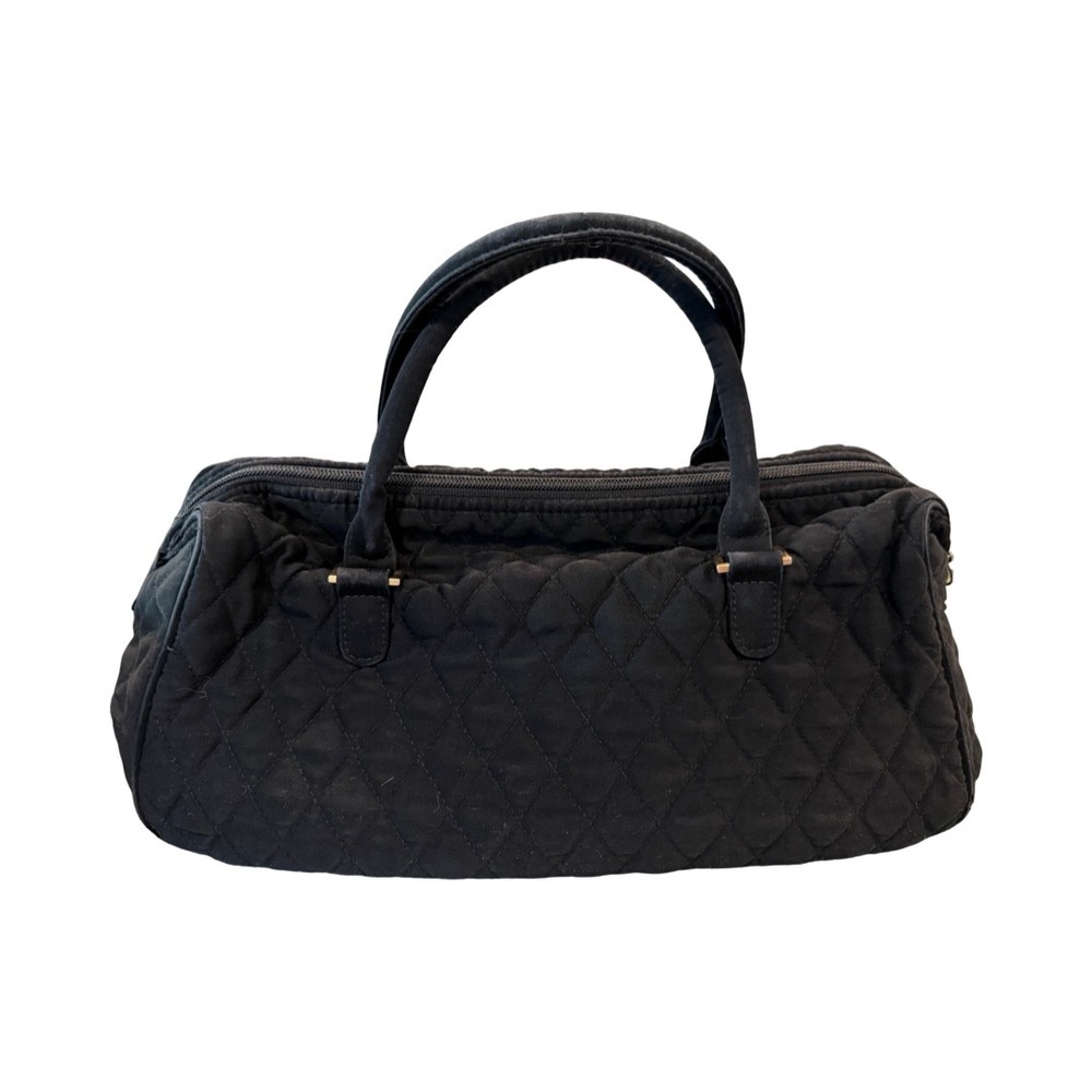 Vera Bradley Black Quilted Microfiber Satchel Handbag Zip Top Handle Bag